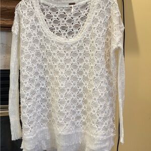 Free People White Lace Knit Sweater